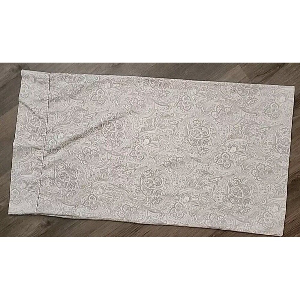 Large Pillow Case Lot Of 1 King Paisley White Gray Green Cover - Picture 3 of 5